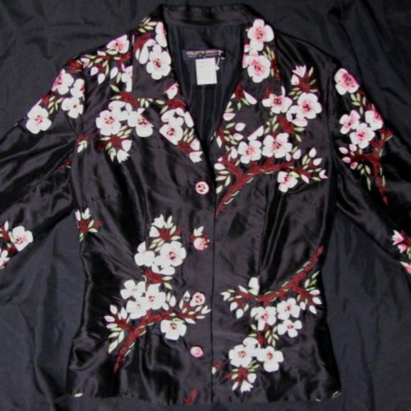 COLLETTE DINNIGAN SILK BLAZER  3D CHERRY BLOSSOM - Picture 6 of 12